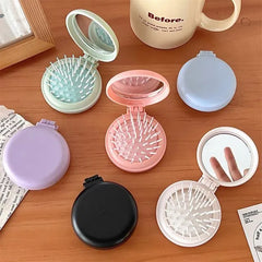 Portable Mirror with Hair Brush