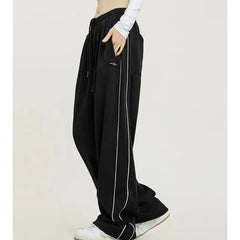 Low Rise Striped Loose-Fit Wide-Leg Sweatpants