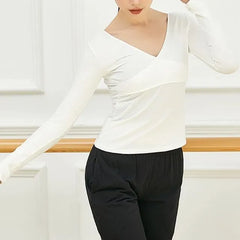 Long-Sleeve V-Neck Plain Dance T-Shirt