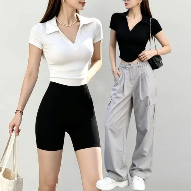 Short-Sleeve Plain Polo Shirt