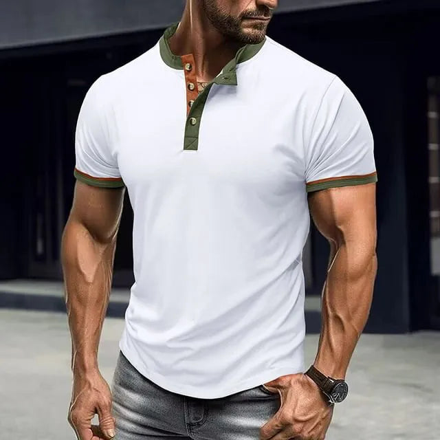 Short-Sleeve Contrast Trim Polo Top