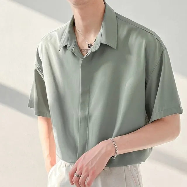 Short-Sleeve Plain Shirt