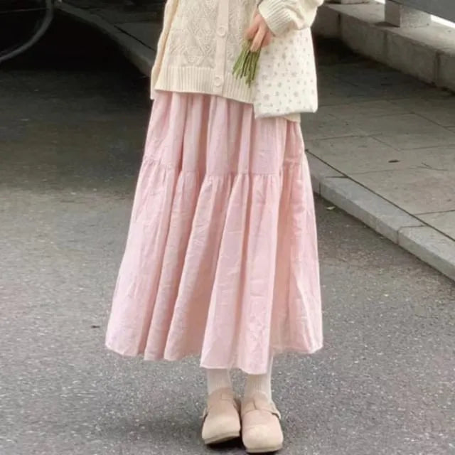 High Rise Plain Maxi A-Line Skirt