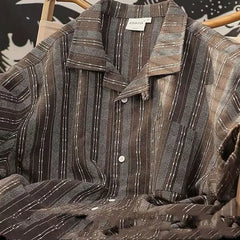 Short-Sleeve Collared Striped Shirt
