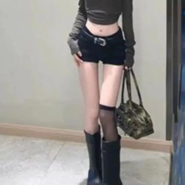 Low Rise Plain Denim Hot Pants