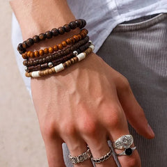 Layered Wooden Bead Bracelet