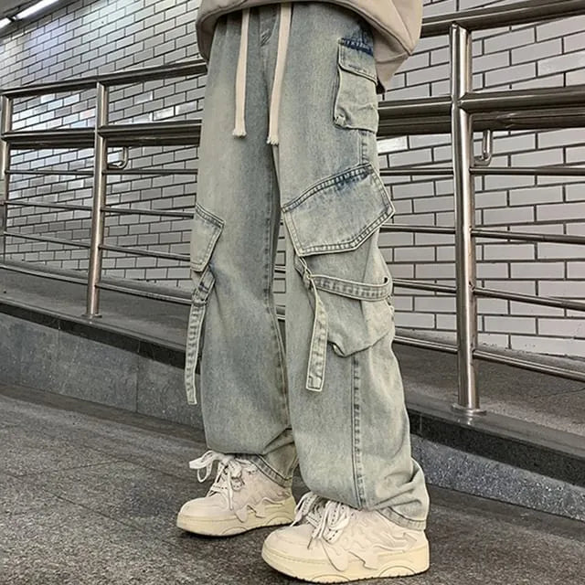 High Waist Wide Leg Cargo Jeans