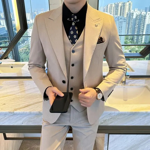 Set: Button-Up Plain Blazer + Dress Pants