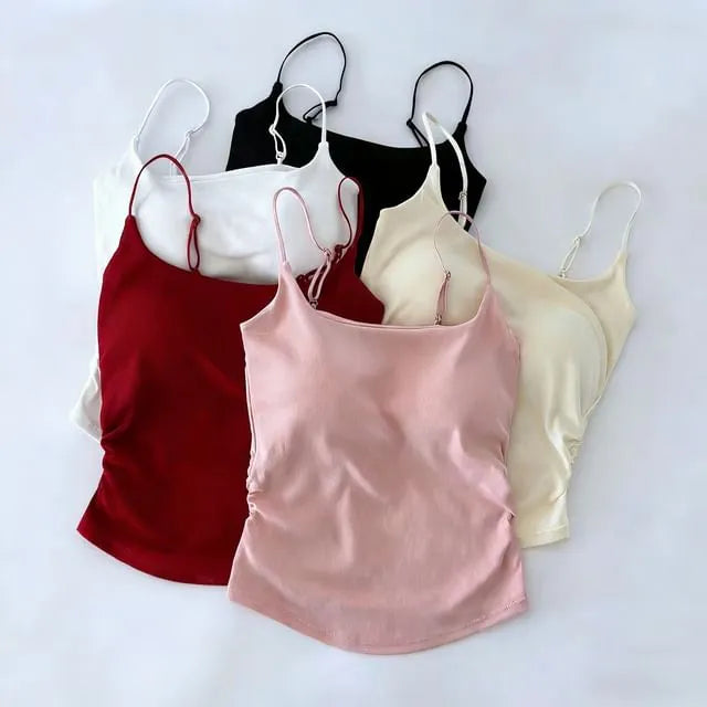 Plain Ruched Padded Cami Top