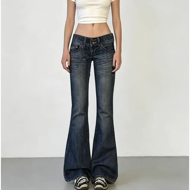 Low Rise Washed Slim-Fit Boot-Cut Jeans