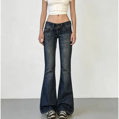 Low Rise Washed Slim-Fit Boot-Cut Jeans
