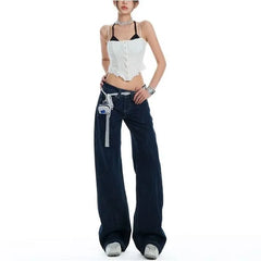 Low Rise Washed Wide Leg Jeans (Various Designs)