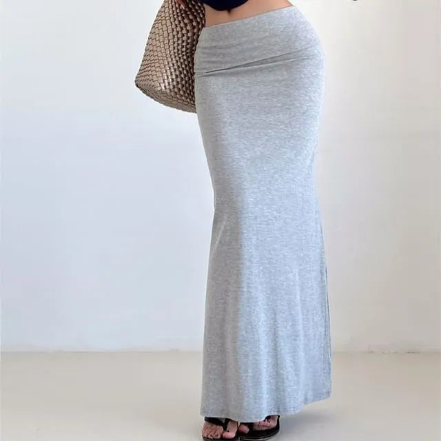 Mid Rise Plain Maxi Pencil Skirt