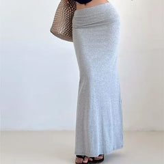 Mid Rise Plain Maxi Pencil Skirt