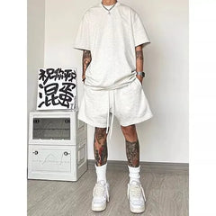 Drawstring Waist Plain Sweat Shorts