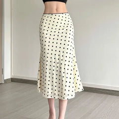 Low Rise Dotted Midi Pencil Skirt