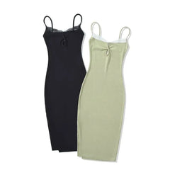 Spaghetti Strap Keyhole Panel Lace Midi Sheath Dress
