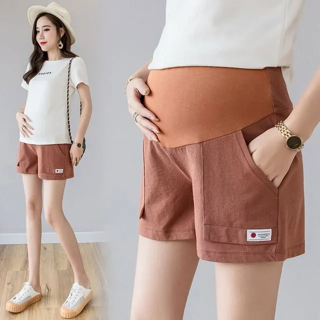Maternity Elastic Waist Plain Shorts
