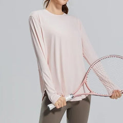 Long-Sleeve Crew Neck Plain Sports T-Shirt