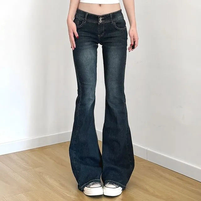Low Rise Washed Slim-Fit Boot-Cut Jeans