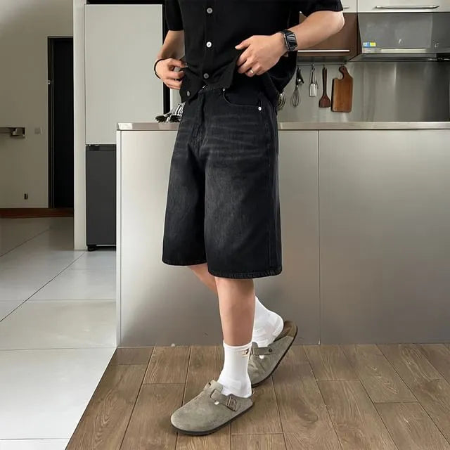 Mid Rise Washed Denim Shorts