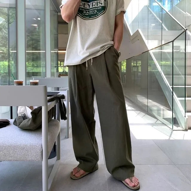 Drawstring-Waist Wide-Leg Pants