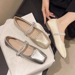 Square Toe Rhinestone Mary Jane Shoes
