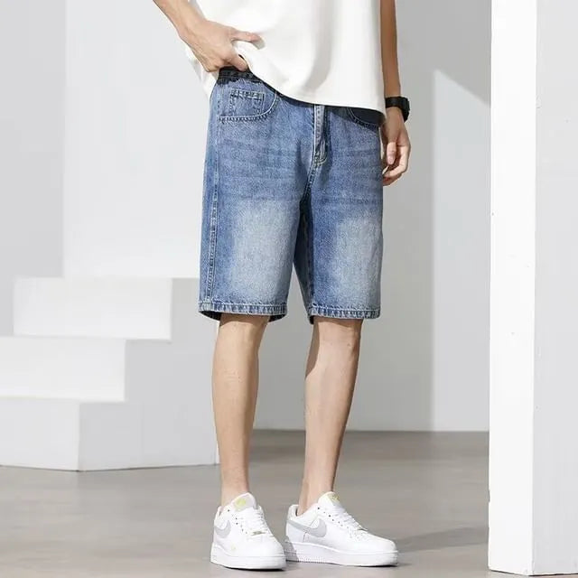 Mid Rise Washed Denim Shorts