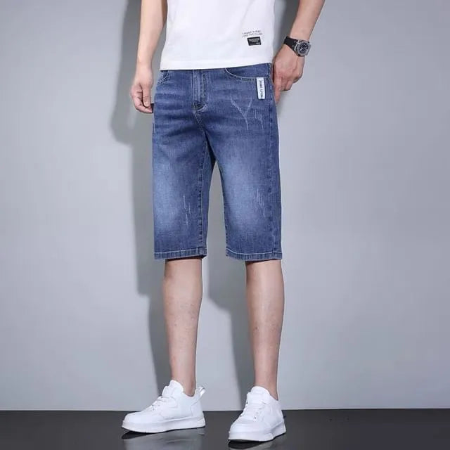 Mid Rise Washed Denim Shorts