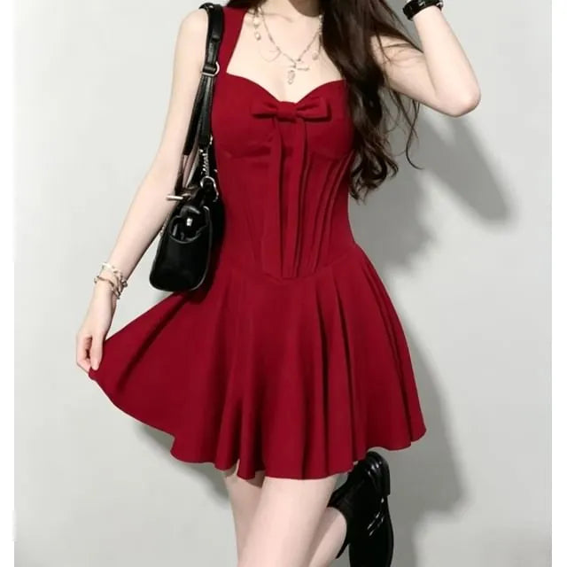Sleeveless Sweetheart Neck Plain Mini A-Line Dress