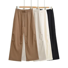 Drawstring Waist Plain Loose Fit Pants