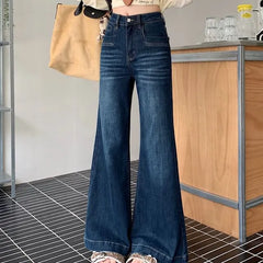 Mid Waist Washed Bell Bottom Jeans