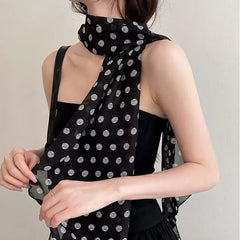 Polka Dot Mesh Narrow Scarf (Various Designs)