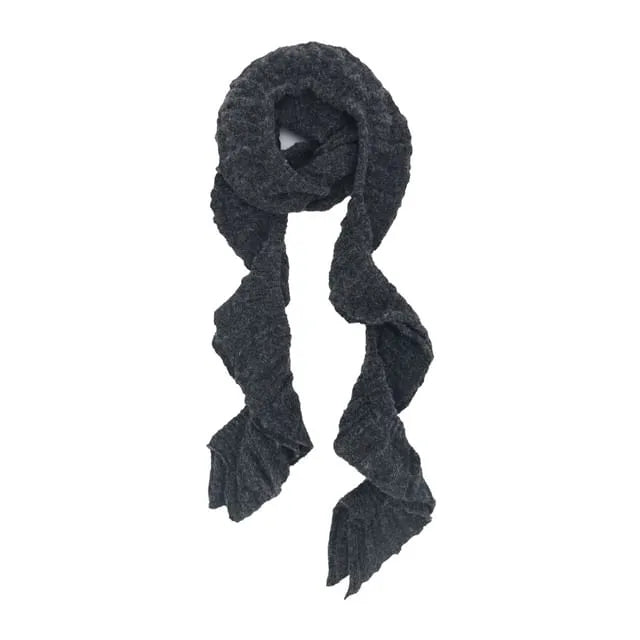 Shirred Knit Narrow Scarf