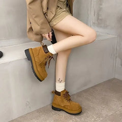 Lace-Up Platform Short Boots