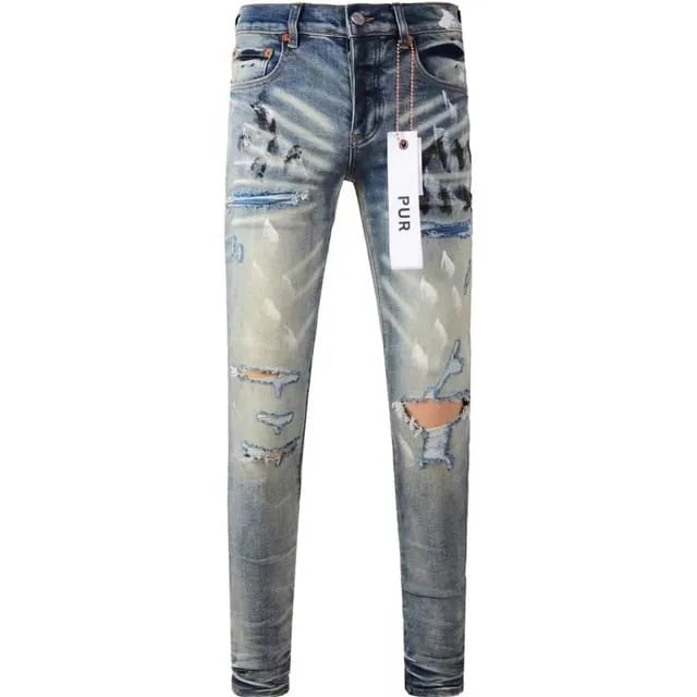 High Waist Washed Distressed Slim Fit Jeans