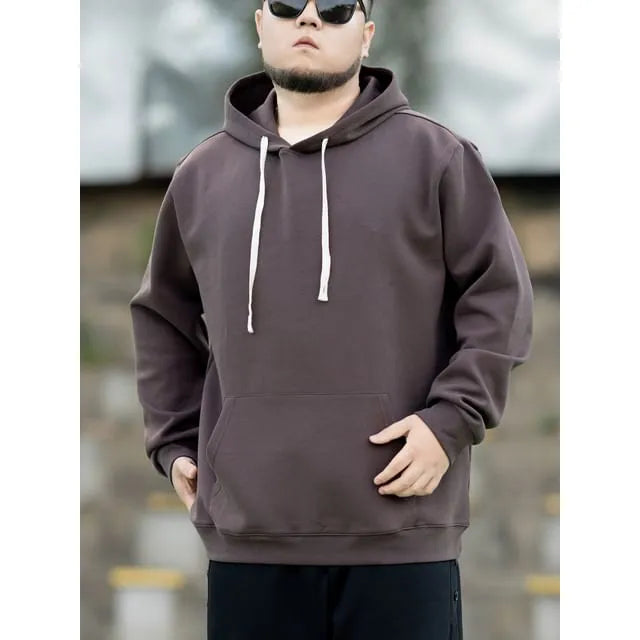 Plus Size Drawstring Plain Hoodie