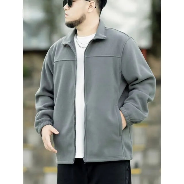 Plus Size Plain Zip Jacket
