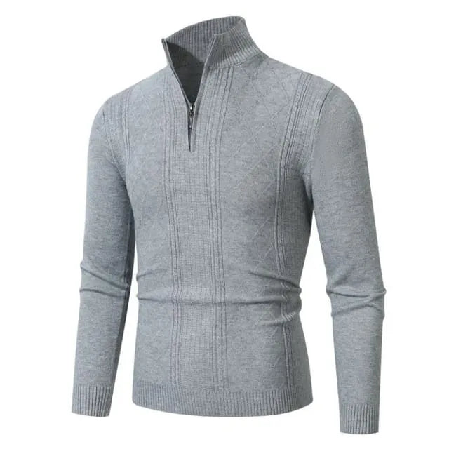 Long-Sleeve Mock Neck Half-Zip Knit Top