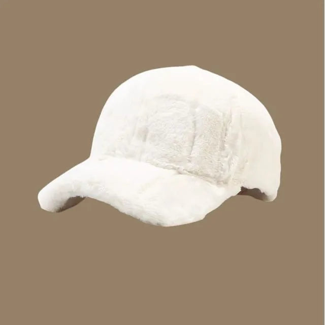 Plain Faux Fur Baseball Cap