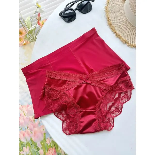 Couple Matching Set: Lace Panel Panty + Plain Boxer Brief