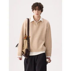 Drop Shoulder Mock Two Piece Polo  Sweater