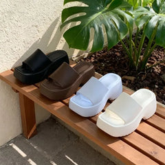 Plain Platform Slide Sandals