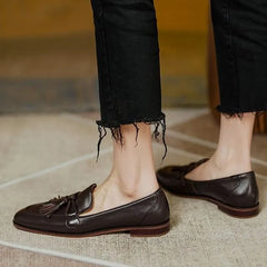 Tassel Faux Leather Loafers