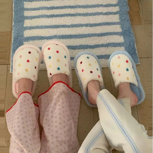 Dotted Fluffy Home Slippers