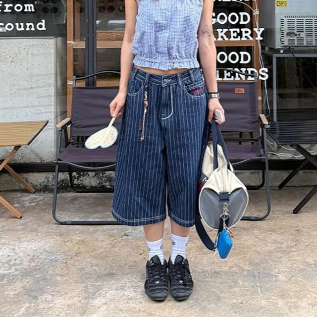 Low Waist Striped Jorts