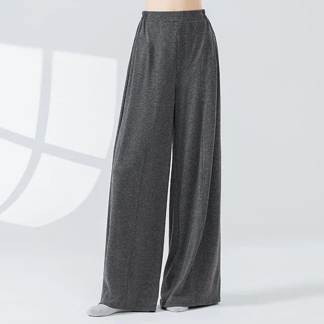 High Waist Plain Wide Leg Dance Pants