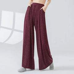 High Waist Plain Wide Leg Dance Pants