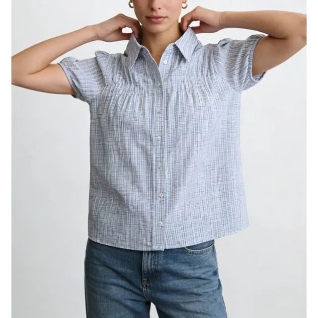 Short Sleeve Plaid Slim-Fit Shirt