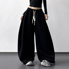 Drawstring Waist Plain Baggy Sweatpants
